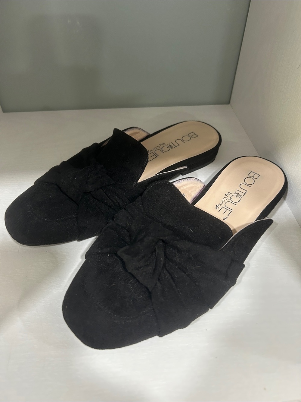 Boutique 9 Black Suede Knot-Front Mule